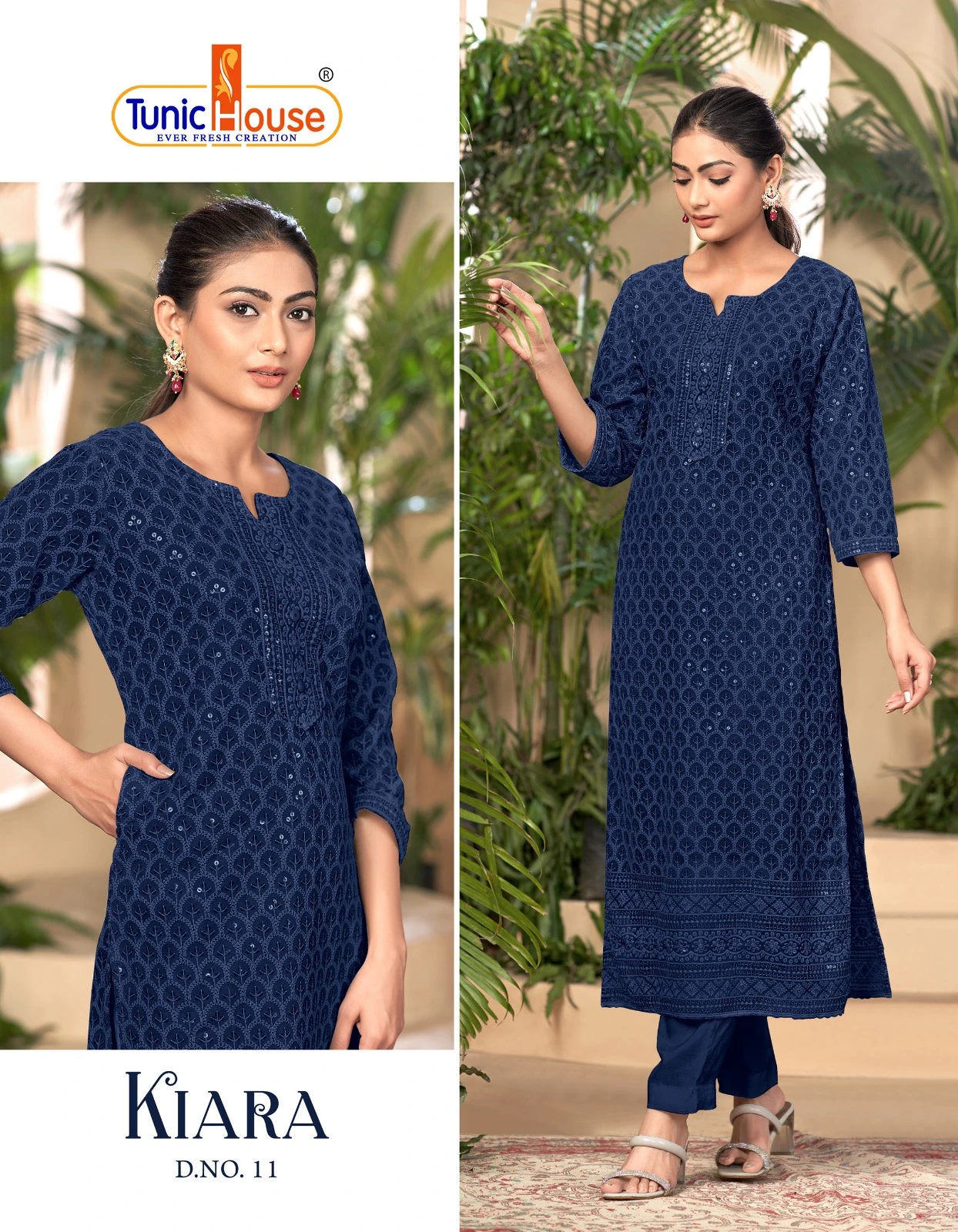 Tunic House Kiara Georgette Wholesale Chikankari Kurtis Catalog — Wholesale Kurtis, MPA wholesale from Surat - Gallery Image 2